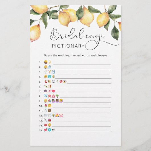 Papier Lémon nuptiale douche émoticônes jeu (Devant)
