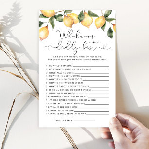 Papier Lemon Qui connaît papa meilleur jeu de baby shower
