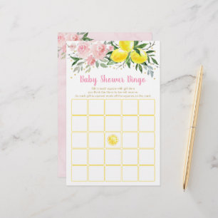 Papier Lemonade Rose or Baby shower Floral Jeu de Bingo