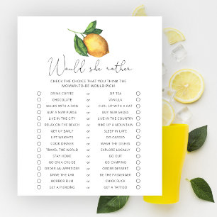 Papier Lemons baby shower Voudrait-Elle Plaire Jeu