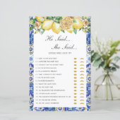 Papier Lemons Floral Fête des mariées Il A Dit Qu'Elle A  (Debout devant)