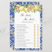 Papier Lemons Floral Fête des mariées Il A Dit Qu'Elle A  (Devant / Derrière)