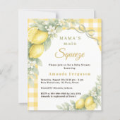 Papier Lemons gingham squeeze bow Baby Shower invitation (Devant)
