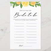 Papier Lemons & Oranges How Old was the Bride Photo Game (Devant)