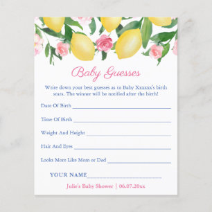 Papier Lemons Positano Guess Baby's Birth Stats Game Card