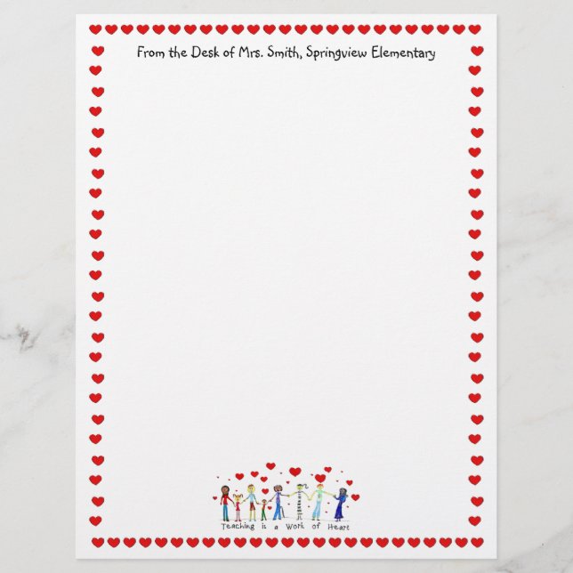 Papier L'enseignement est une oeuvre de coeur (Devant)