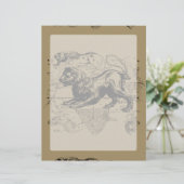 Papier Leo Constellation Map Hevelius 1690 sur Taupe (Debout devant)