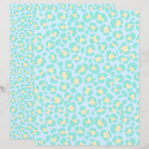 Papier Leopard Pastel bleu Turquoise jaune