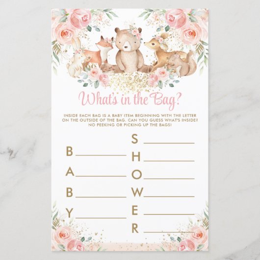 Papier Les animaux boisés Blush Floral Ce qu'il y a dans  (Devant)