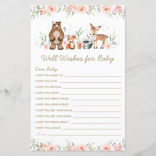 Papier Les animaux boisés Blush Floral Wives for Baby (Devant)