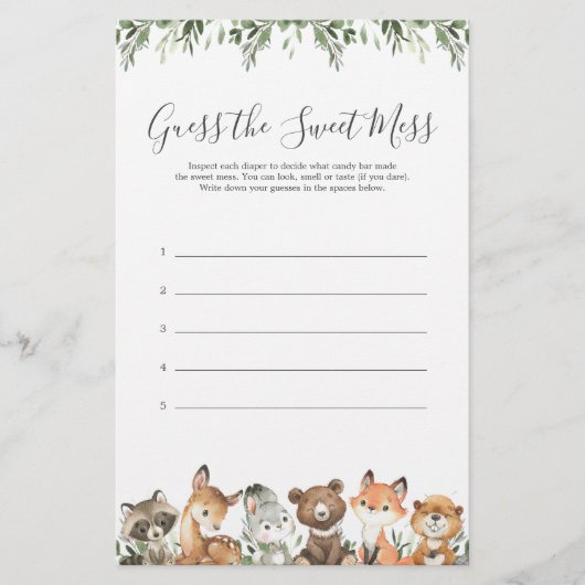 Papier Les Animaux De Bois Baby shower Devinez Le Mess Do (Devant)