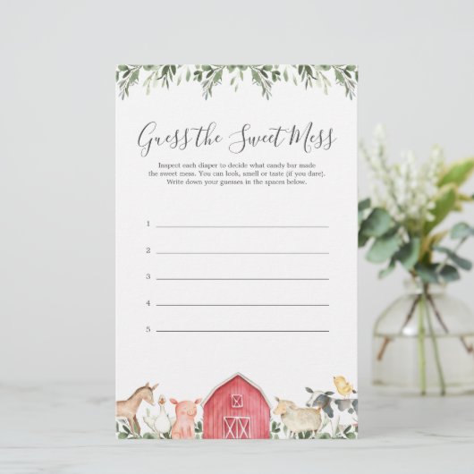 Papier Les Animaux De Ferme Baby shower Devinez Le Mess D (Debout devant)