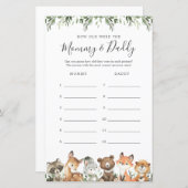 Papier Les animaux des bois : Quel âge avaient la maman e (Devant / Derrière)