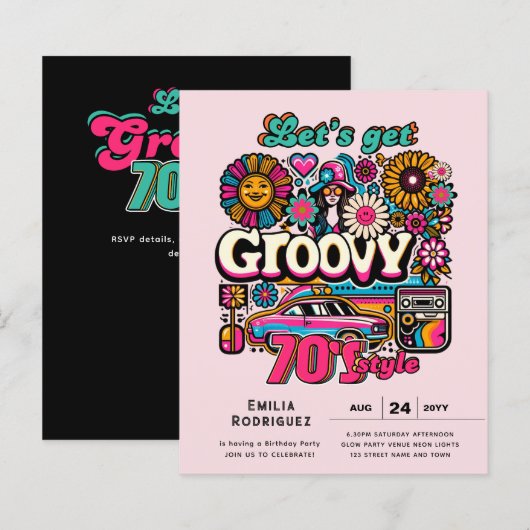 Papier les années 70 soirée d'anniversaire Boogie Retro D (Devant / Derrière)