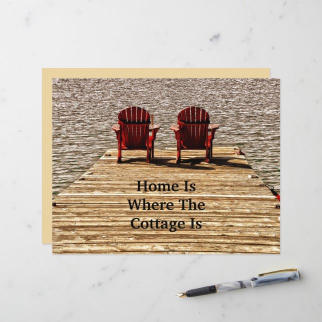 Papier Les Chaises De Plage Du Lake Home Sont Là Où Le Co (Devant/Arrière en situation)