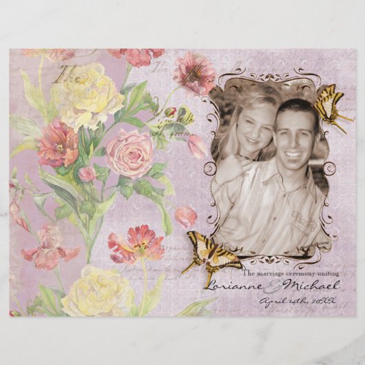 Papier Les Fleurs Peony Rose Tulip Floral Flowers Mariage (Devant)