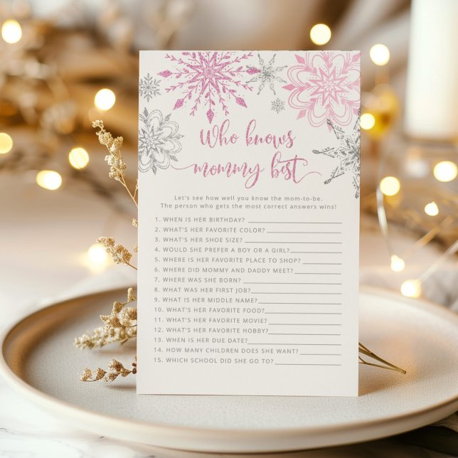 Papier Les flocons d'argent rose Qui connaît maman meille (Créateur téléchargé)