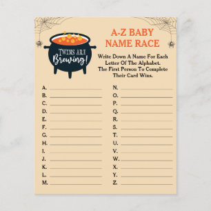 Papier Les jumeaux brassent Halloween Baby Name Race Jeu