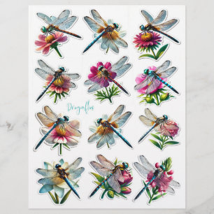 Papier Les libellules sur les fleurs