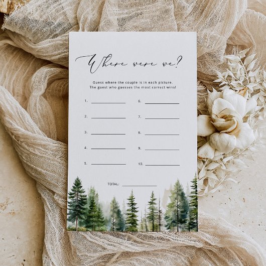 Papier Les pins forestiers Où étions-nous le jeu de douch