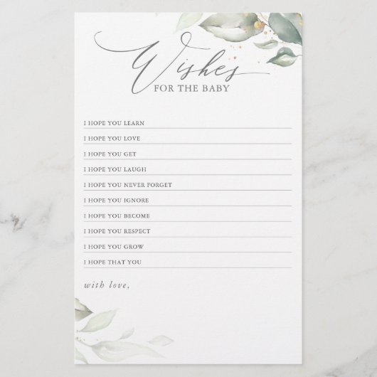 Papier Les Voeux Pour Le Baby shower Vert Élégant Bébé (Devant)