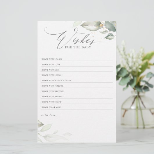 Papier Les Voeux Pour Le Baby shower Vert Élégant Bébé (Debout devant)