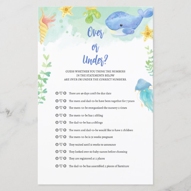 Papier L'été sous le Baby shower de mer Jeu (Devant)