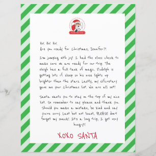 Papier Letter From Santa Claus To Kids Green Stripe