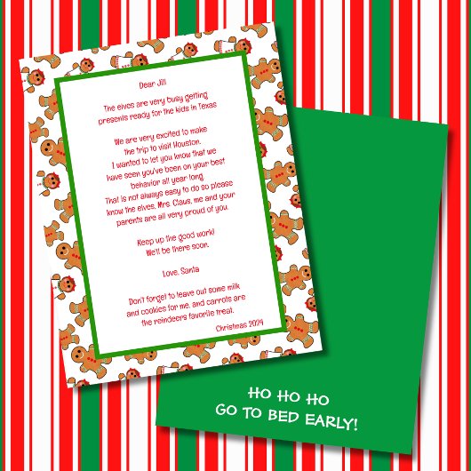 Papier Lettre à thème pain d'épices du Père Noël