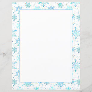 Papier LETTRE Aquarelle Bleue Vacances d'hiver