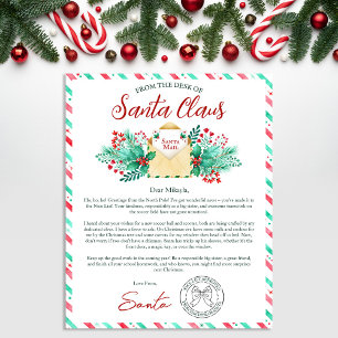 Papier Lettre aquarelle du Père Noël pour enfants