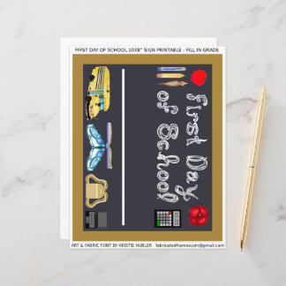 Papier Lettre aux signes du premier jour de l'école 10x8"