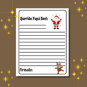 Papier LETTRE BLANCHE espagnole Carta Para Papá Noel Père