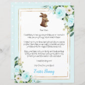 Papier Lettre Bleue Du Lapin De Pâques À L'Enfant (Devant / Derrière)