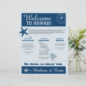 Papier Lettre d'accueil Mariage bleu Starfish pour Hawaii (Debout devant)
