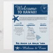 Papier Lettre d'accueil Mariage bleu Starfish pour Hawaii (Devant / Derrière)