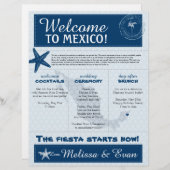 Papier Lettre d'accueil Mariage bleu Starfish pour le Mex (Devant / Derrière)