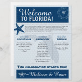 Papier Lettre de bienvenue d'étoile de mer de mariage ble (Devant / Derrière)