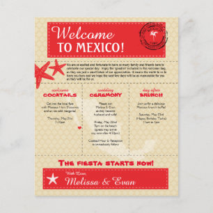 Papier Lettre de bienvenue du Mariage de Cabo Rouge Mexiq