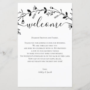 Papier Lettre de bienvenue du Mariage de défilement de vi