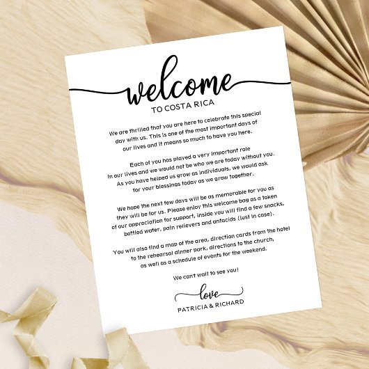 Papier Lettre de bienvenue du week-end mariage