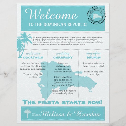 Papier Lettre de bienvenue mariage pour la République Dom (Devant)