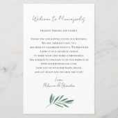 Papier Lettre de bienvenue pour mariage au eucalyptus (Devant)