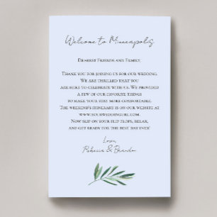 Papier Lettre de bienvenue pour mariage au eucalyptus