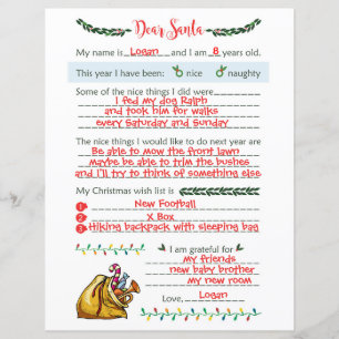 Papier Lettre de Noël de Père Noël stationnaire