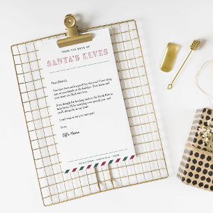 Papier Lettre de Noël des elfes de Père Noël