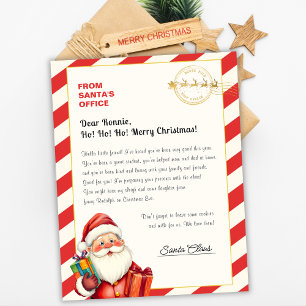 Papier Lettre de Noël du Père Noël depuis le bureau du Pô
