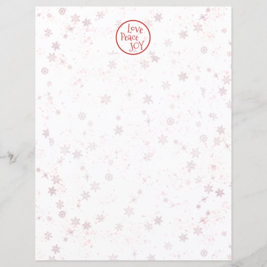 Papier Lettre de Noël Red Holiday Love Peace Joie (Devant)