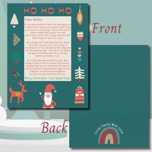 Papier Lettre du Père Noël Ho Ho Ho Nordic Père Noël