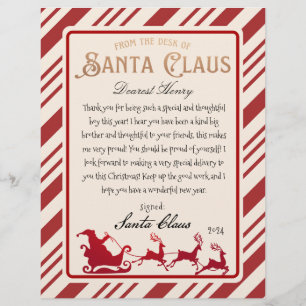 Papier Lettre du Père Noël Plein traîneau Imprimable